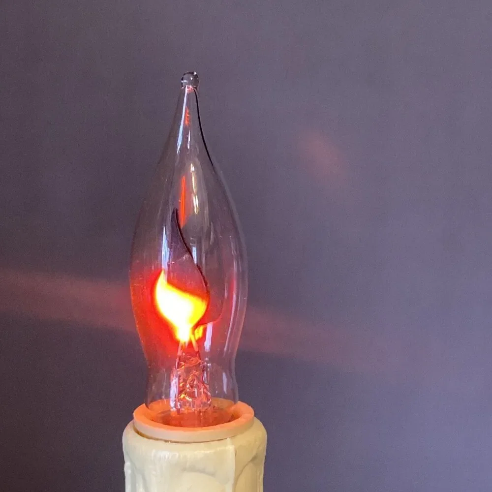 Vintage Christmas Window Candle Wax Drip ORNATE HOLLY BASE Electric Corded